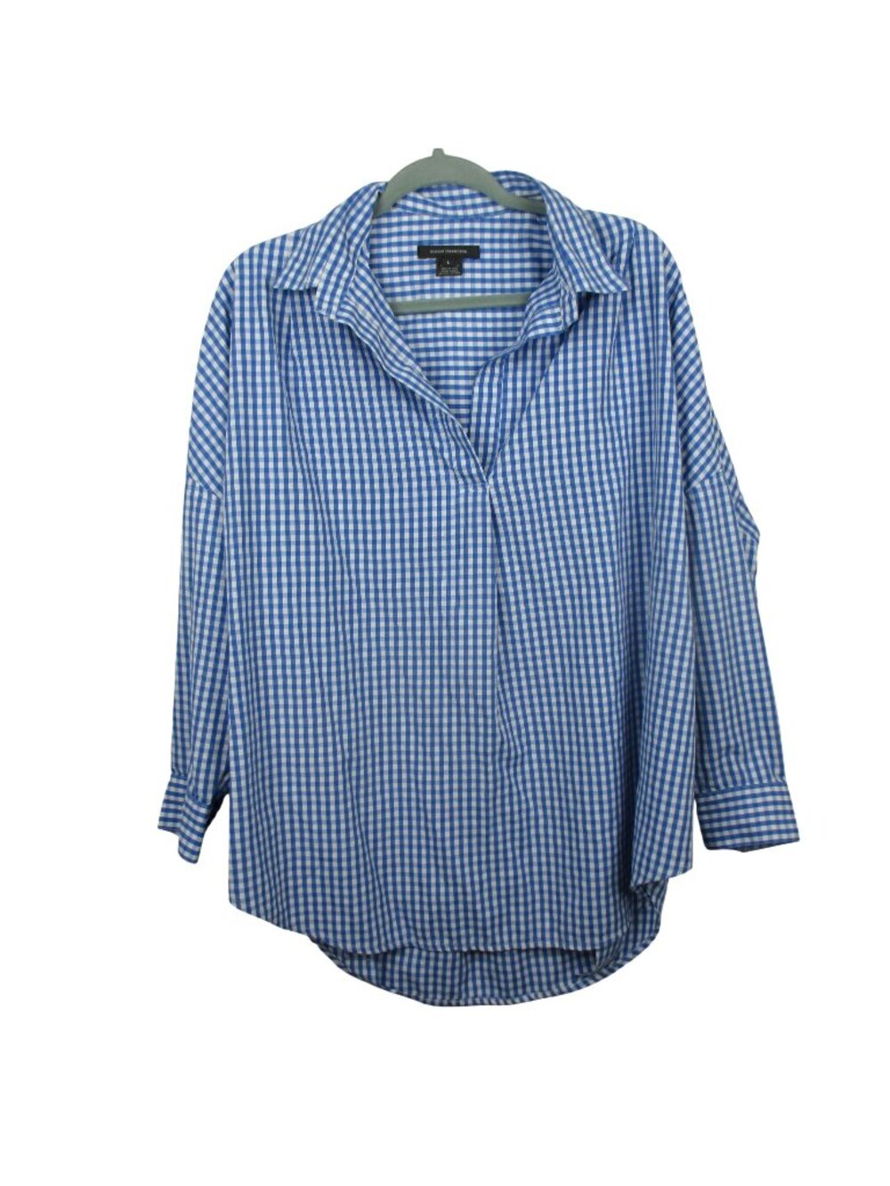 French Connection Gingham Check Popover Top Women's Size L Woven Cotton Casual